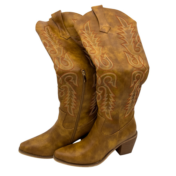 WETKISS Cowboy Boots Side Zipper Cowgirl Knee High Embroidered Knee High Size 10 - Picture 2 of 13